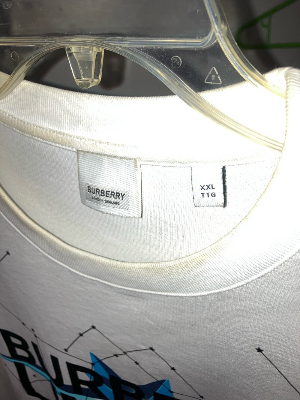 Burberry White Graphic Tee with Blue Accents - Picture 3 of 6